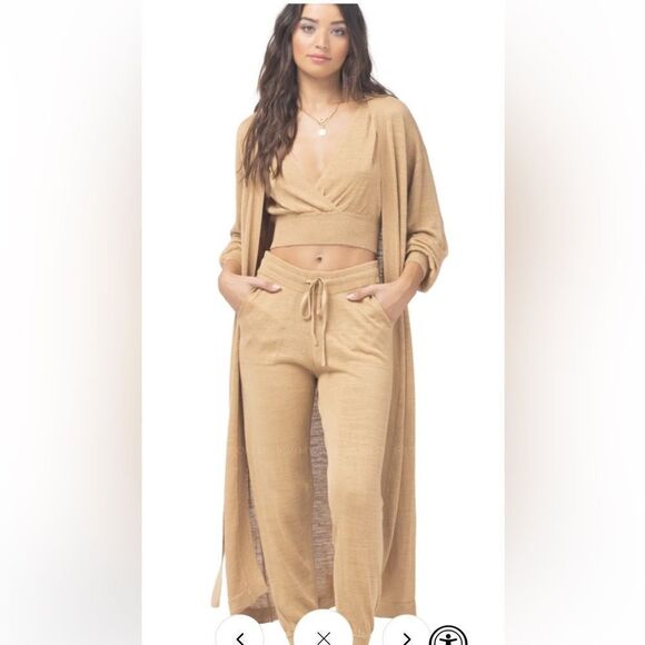 LSpace Azores Duster in Toffee Tan brown cardigan tie knit Revolve M/L $198 - Picture 2 of 16